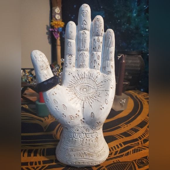 *RARE FIND* NWOT STUNNING Solid Blue Goldstone ring with carved design size 9 - Picture 3 of 5